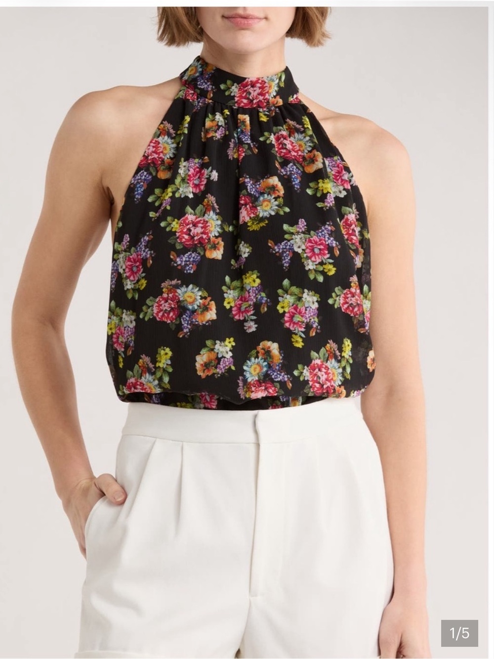 New! Alice and Olivia Halter Floral Blouse